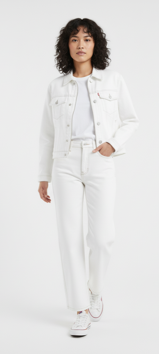Embroidered White Denim Set