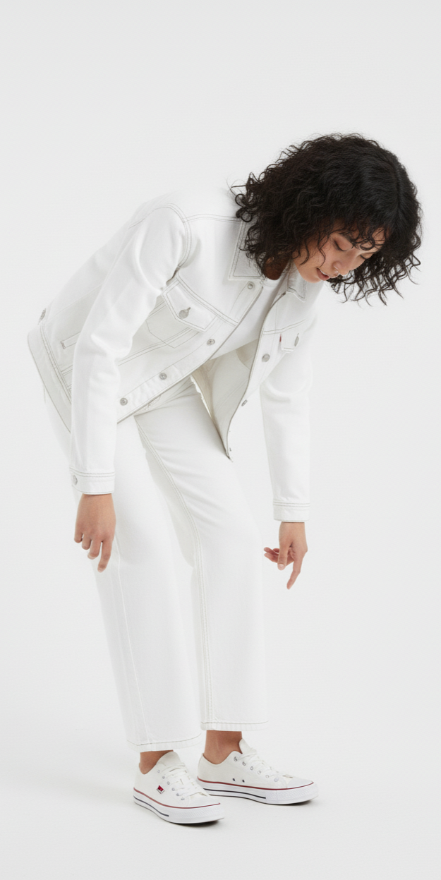 Embroidered White Denim Set