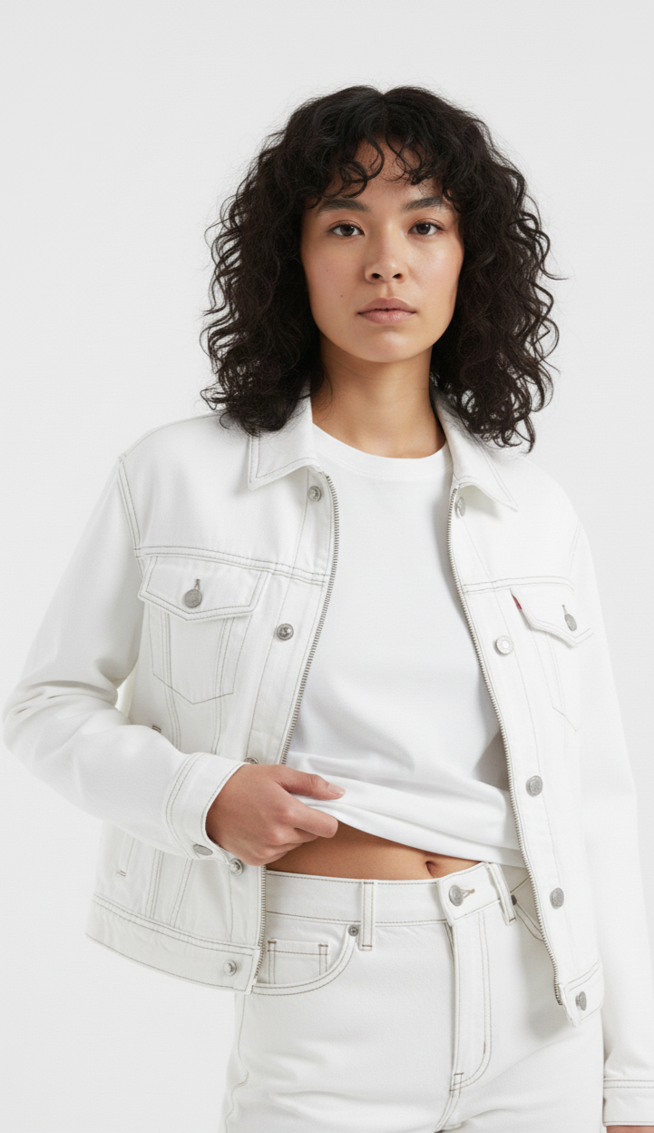 Embroidered White Denim Set
