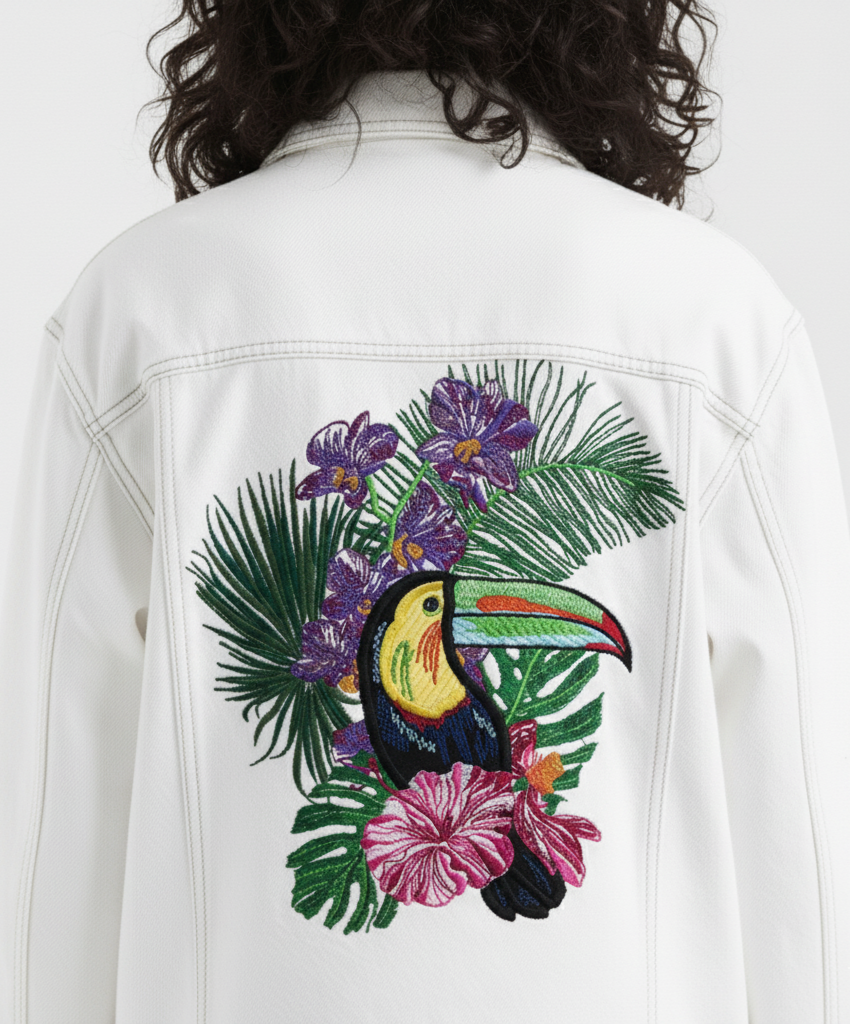 Embroidered White Denim Set