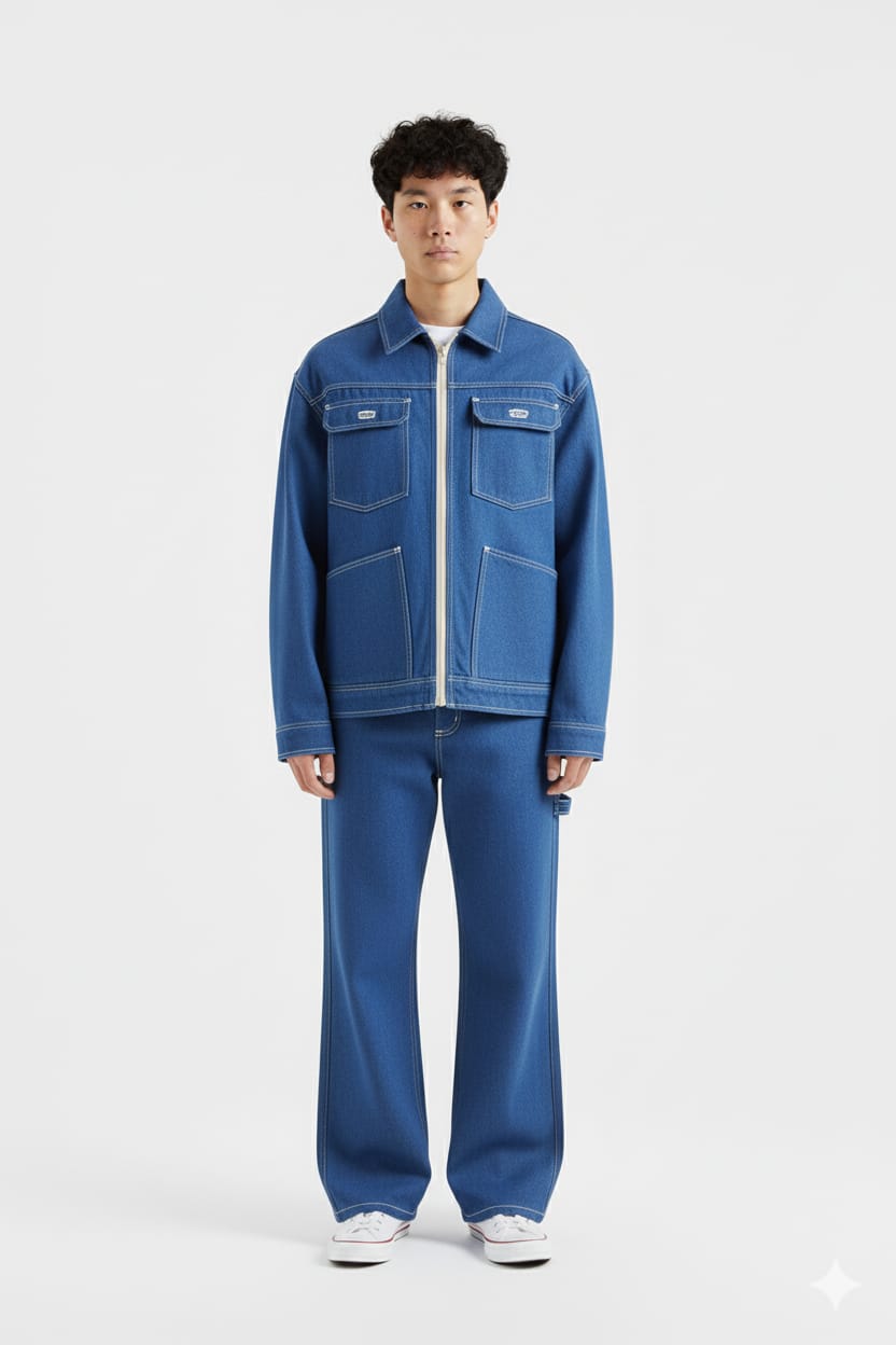 Men's Denim Workwear-Style Co-ord Set or a Denim Chore Suit.